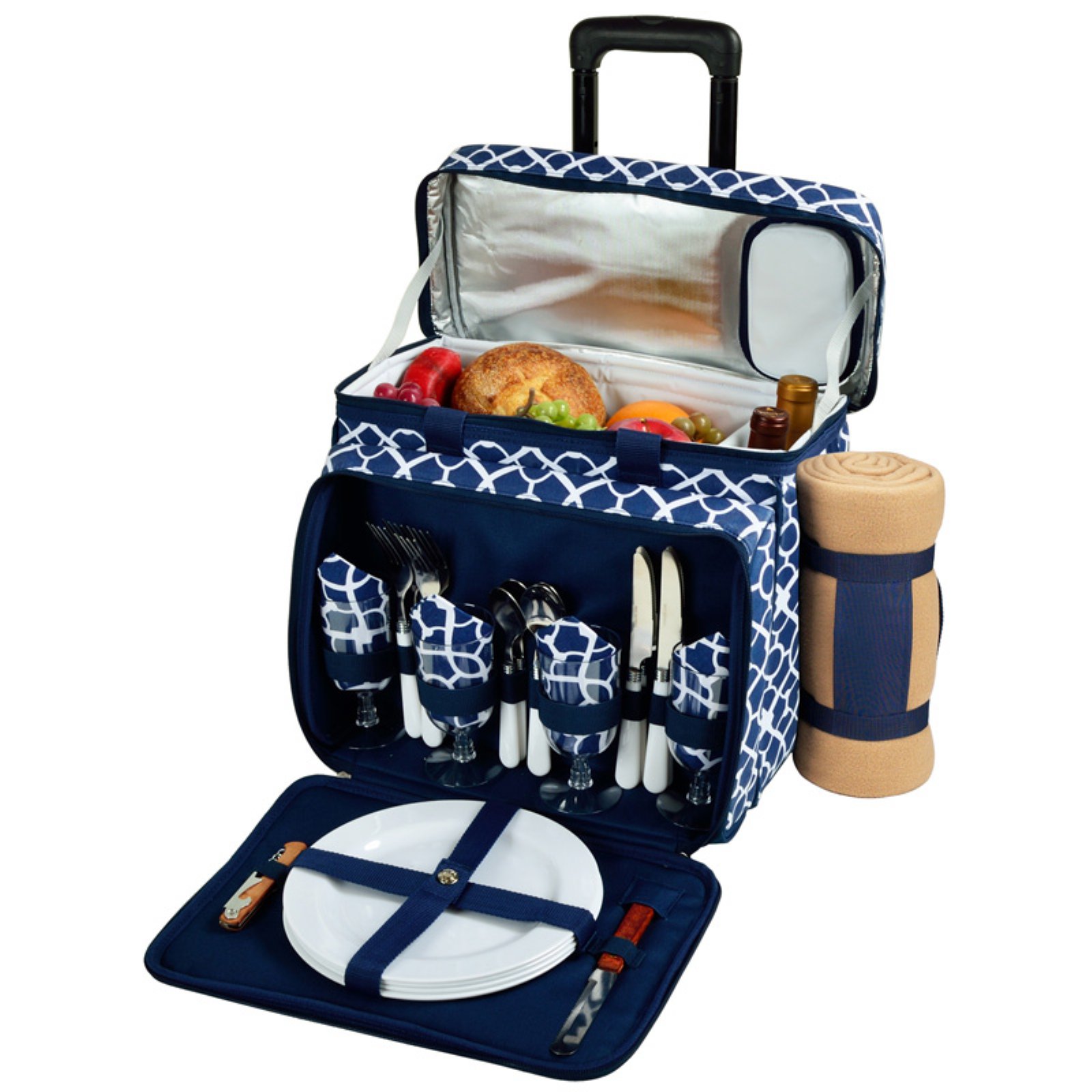 Picnic at Ascot 4 Person Equipped Picnic Cooler on Wheels with Blanket