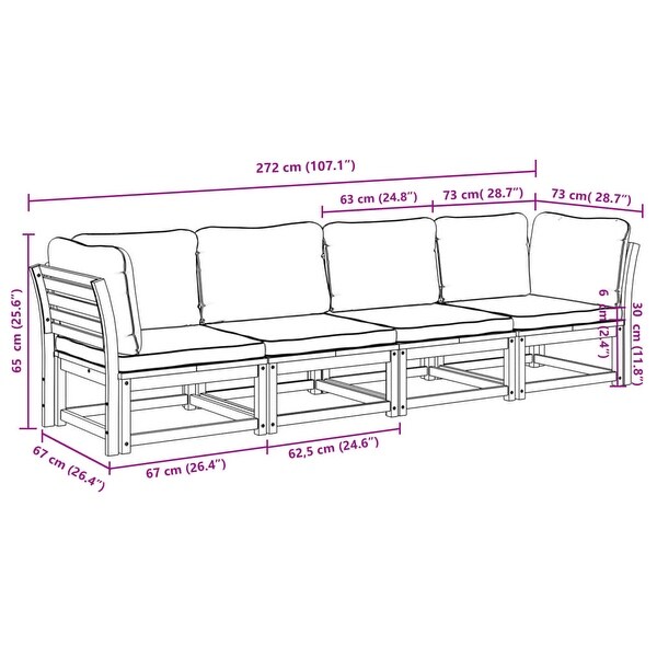 vidaXL Patio Sofa with Cushions 2Seater Outdoor Loveseat Solid Wood Acacia