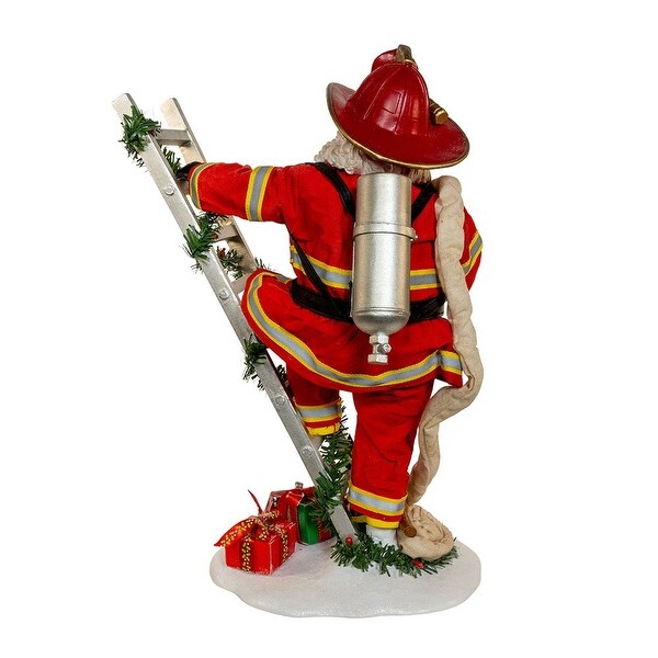 Kurt Adler 11.5Inch Fabriché Fireman Santa On Ladder