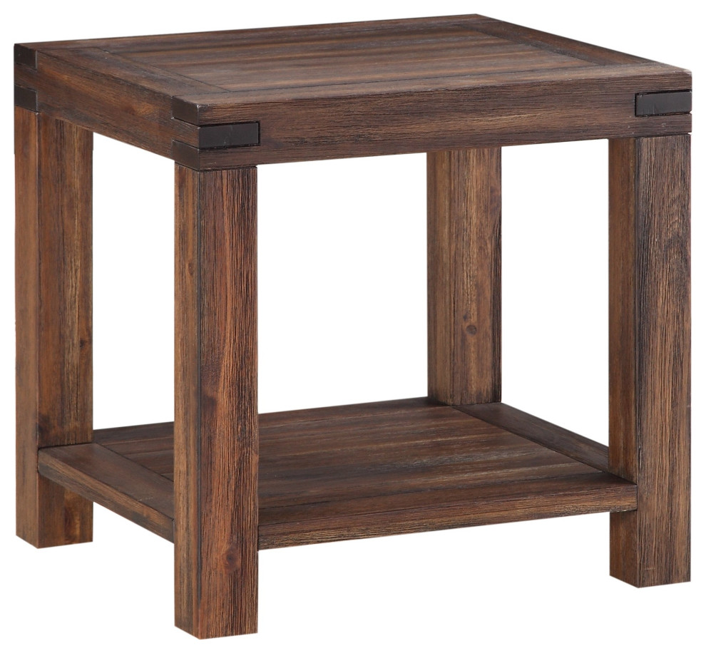 Millstone Modern End Table in Acacia Rustic Brown   Rustic   Side Tables And End Tables   by AMOC  Houzz