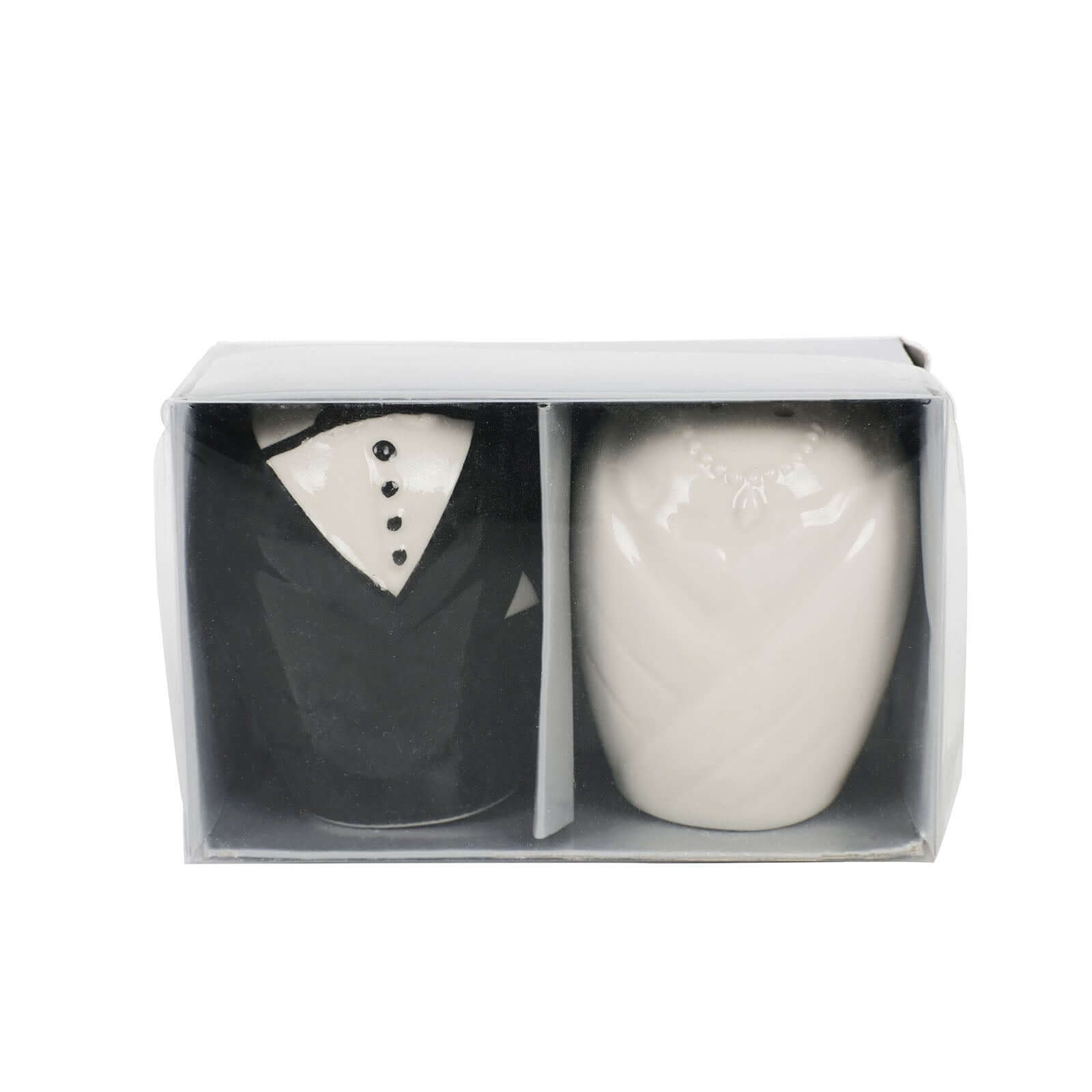 Bride/Groom Ceramic Salt And Pepper Shaker Party Favors Set, Wedding Favors in Pre-Packed Gift Box 2.5