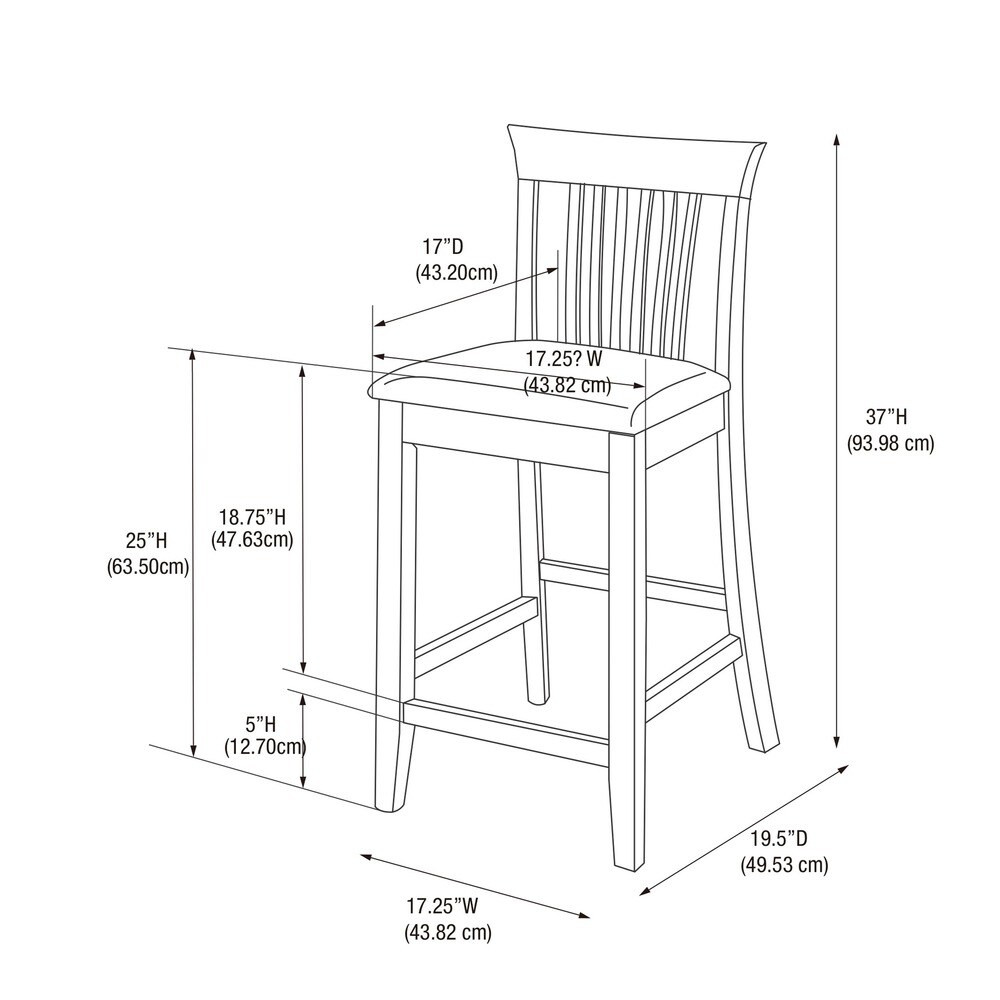 Linon Floresti Black Slat back Counter Stool