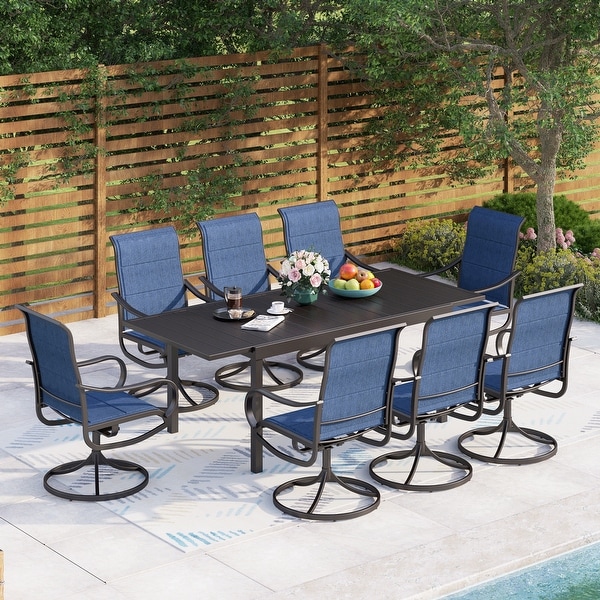 MAISON ARTS 7/9Piece Patio Dining Furniture Set with Dining Swivel Chairs and 1 Expandable Outdoor Dining Rectangle Table