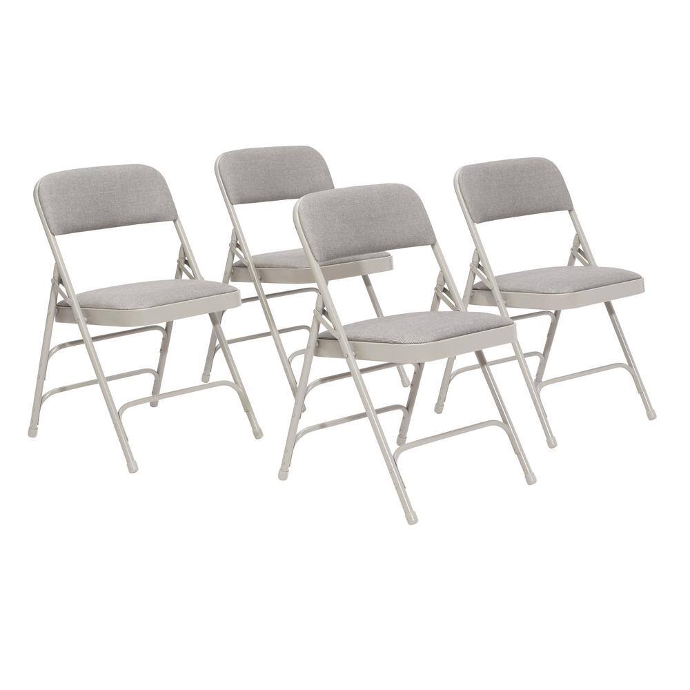 National Public Seating Grey Fabric Padded Seat Stackable Folding Chair (Set of 4) 2302