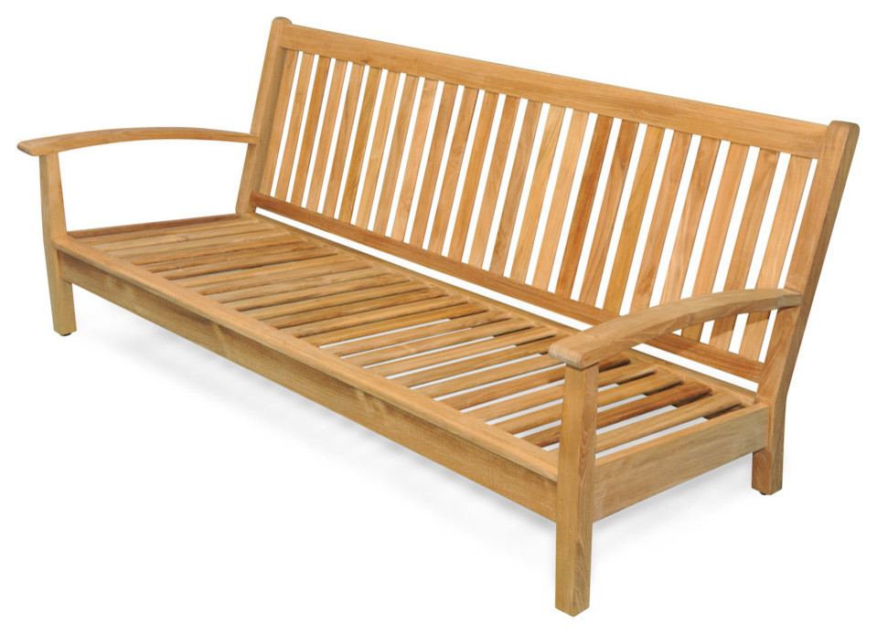 Teak Deep Seating Sofa with Cushions   Transitional   Outdoor Sofas   by Goldenteak Teak Patio Furniture  Houzz