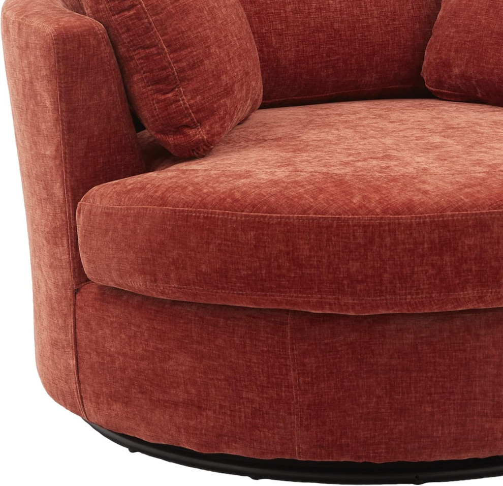 Modern Swiveling Accent Chair  Rounded Design With Pillows   Modern   Armchairs And Accent Chairs   by Decor Love  Houzz