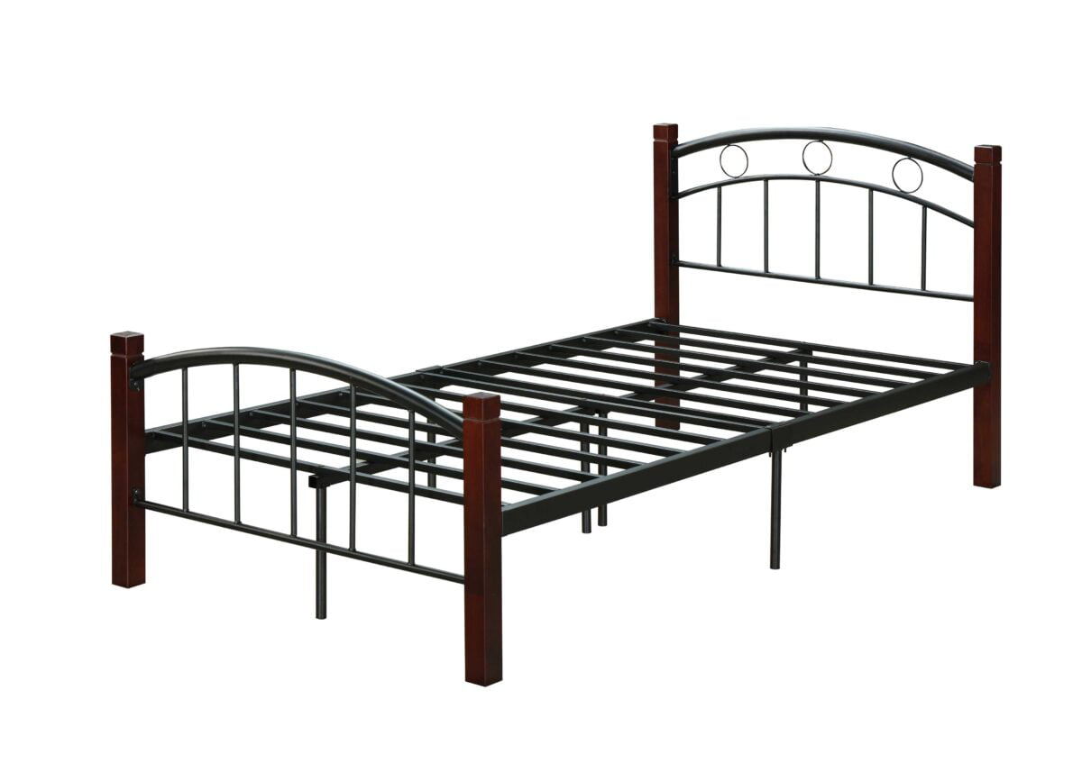 Hodedah Complete Metal Platform Bed with Headboard, and Footboard in Full Size