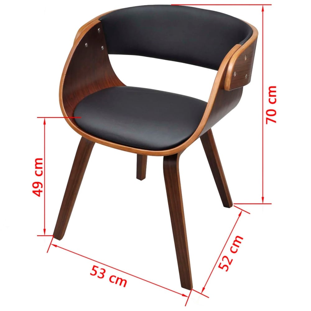 vidaXL Dining Chair Kitchen Chair with Armrests Bent Wood and Faux Leather   20.9\