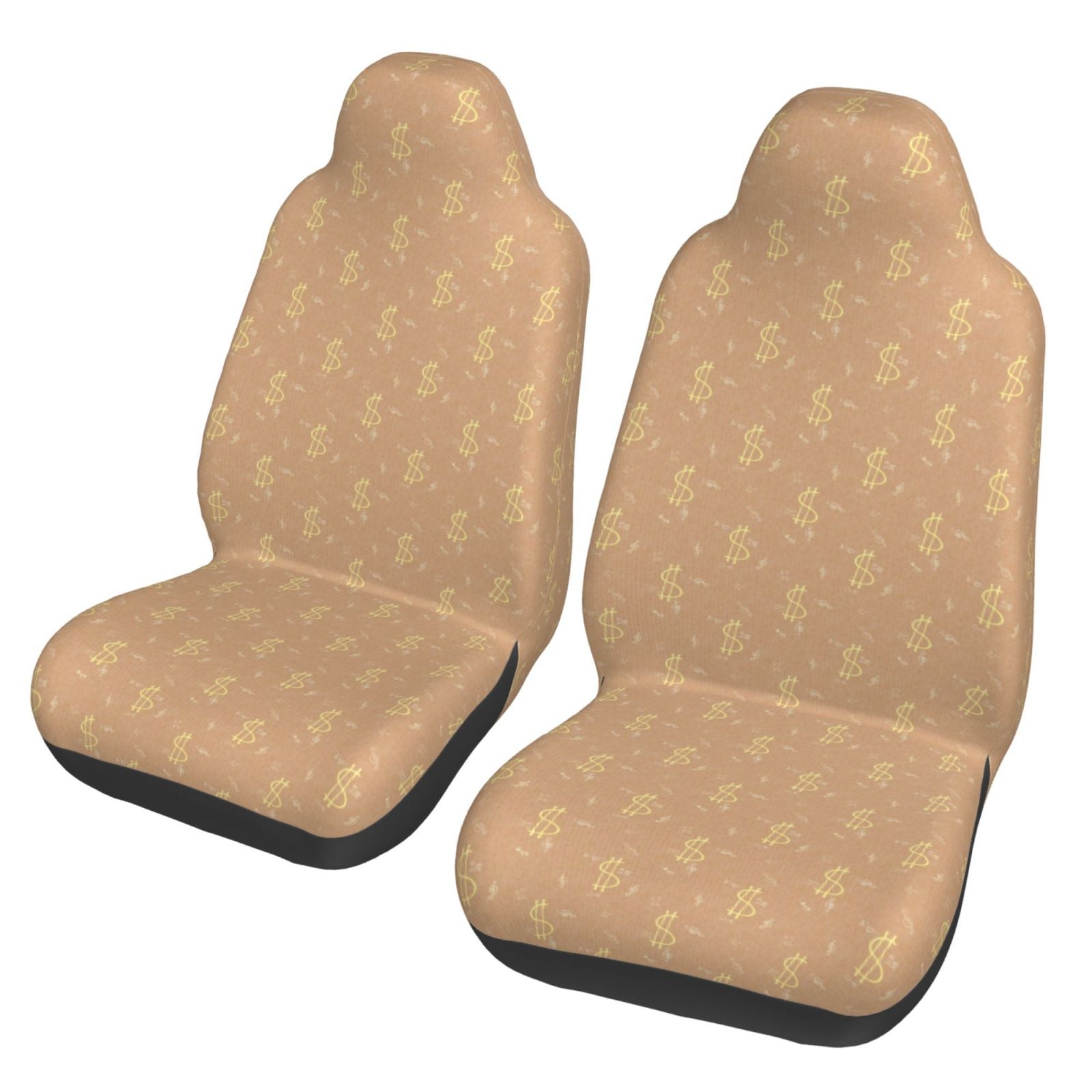 TEQUAN Front Seat Covers， Dollar Sign Pattern 2 Piece Car Seat Cover Fit Most Car SUV Truck Van