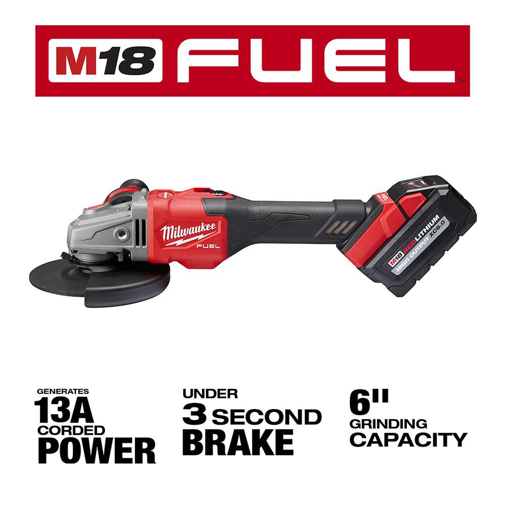 Milwaukee M18 FUEL 4-1/2 in.-6 in. Lock-On Braking Grinder with Slide Switch Kit 2981-21 from Milwaukee