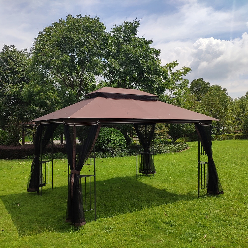 Outdoor Patio Gazebo Canopy Tent with Ventilated Double Roof