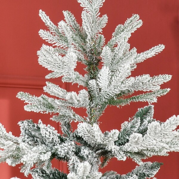 HOMCOM 8 Foot Snow Flocked Artificial Christmas Tree