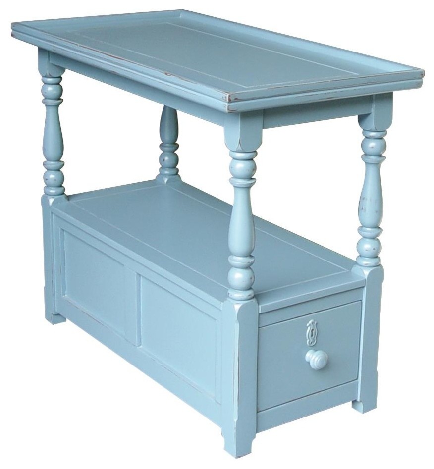 Side Table TRADE WINDS COTTAGE Traditional Antique Aqua Painted Blue   Traditional   Side Tables And End Tables   by EuroLuxHome  Houzz