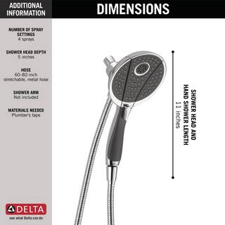 Delta In2ition 4-Spray Patterns 2.50 GPM 5 in. Wall Mount Dual Shower Heads in Chrome 58467