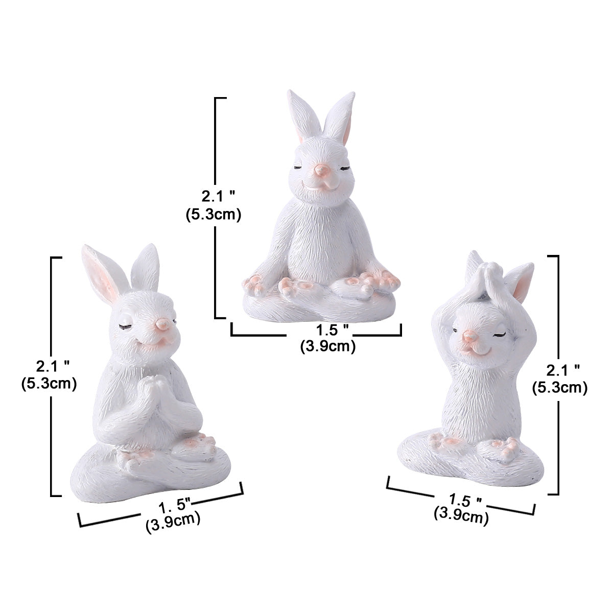 Goodeco Yoga Rabbit Fairy Garden Statues - Gifts for mom/Grandma/Wife/Daughter/Sister,Birthday Gifts for Women/Mother Desk Decor,Best Easter Gifts,Yard Decor 1.5*2.1 Set of 3