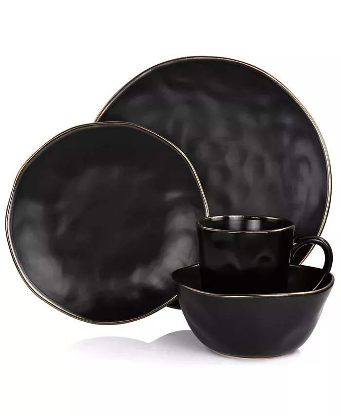 Elama Textured Uneven Dimpled Design Emilio 16 Piece Stoneware Dinnerware Set Service for 4