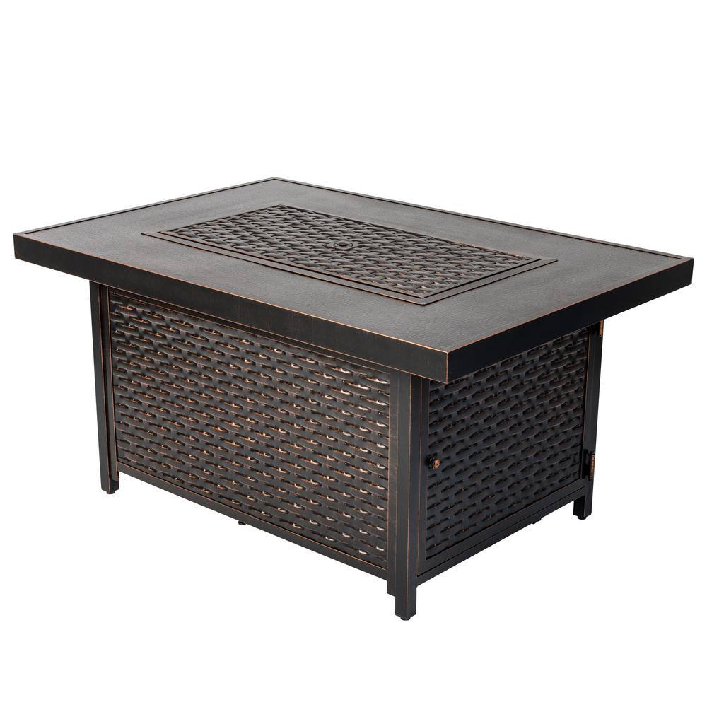 Fire Sense Baker 48 in. x 24 in. Rectangle Aluminum Propane Fire Pit Table in Antique Bronze 62747