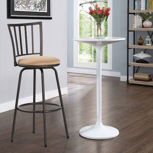 VECELO Set of 2 Round Seat Bar/ Counter Height Adjustable Metal Bar Stool