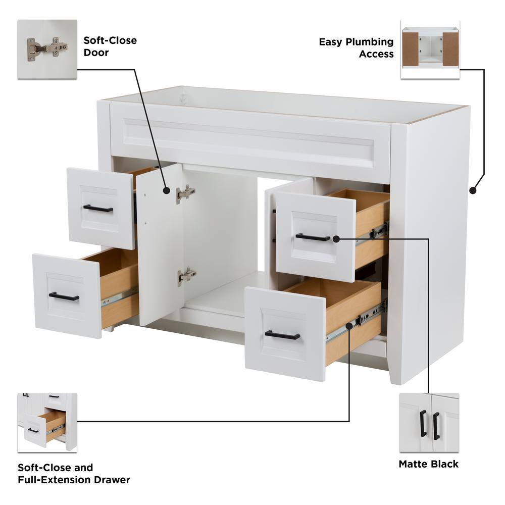 Home Decorators Collection Ridge 48 in. W x 21.6 in. D x 34 in. H Bath Vanity Cabinet without Top in White RG48-WH