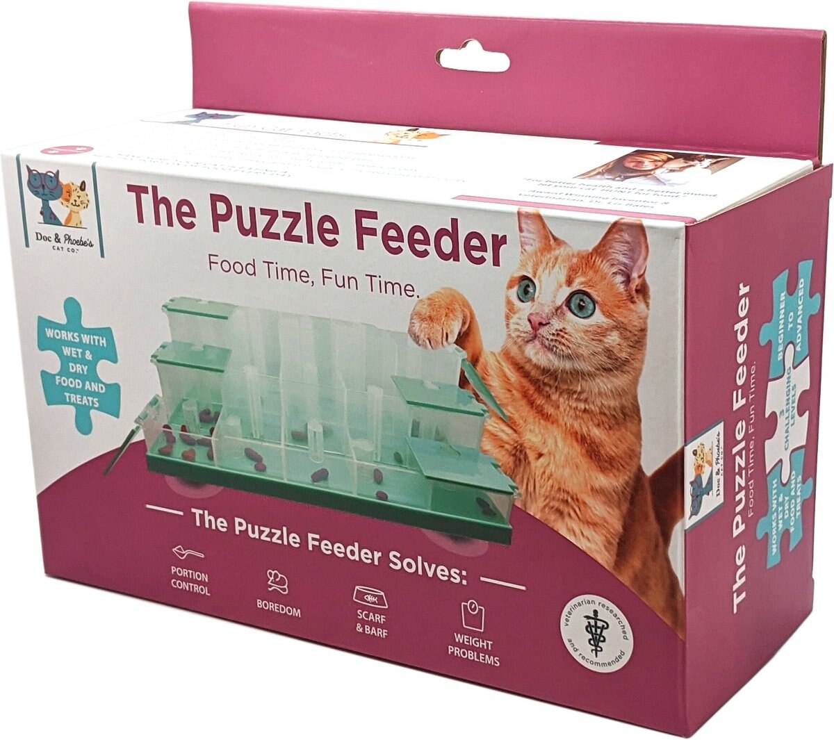 Ethical Pet Doc and Phoebe Puzzle Cat Feeder， Blue/White