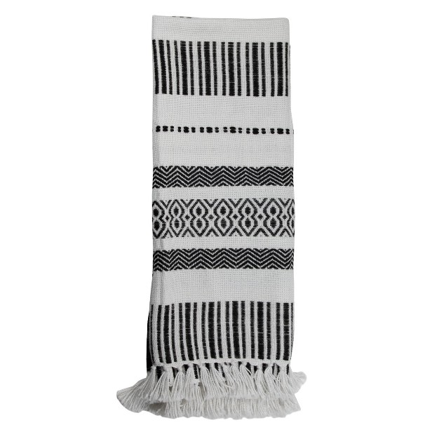 Boho Pattern Hand Woven 50 X 60 Inch Outdoor Safe Throw Blanket With Hand Tied Tassels Foreside Home amp Garden