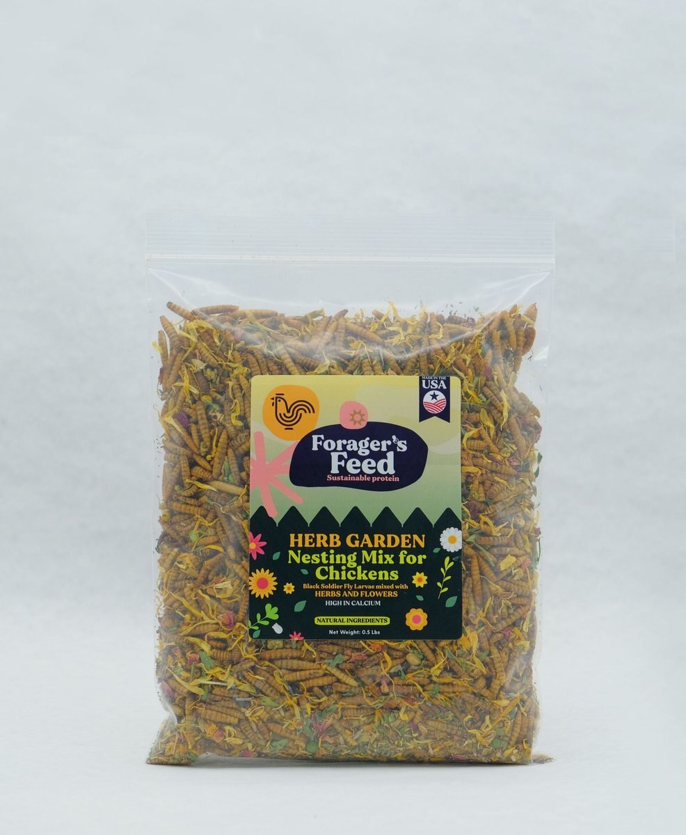 Forager's Feed Herb Garden Nesting Mix BSLF， Herbs and Flowers Poultry Treats