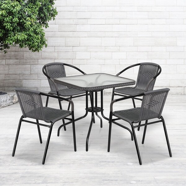 Powdercoated Aluminum/ Rattan Lightweight 5piece Outdoor Dining Set