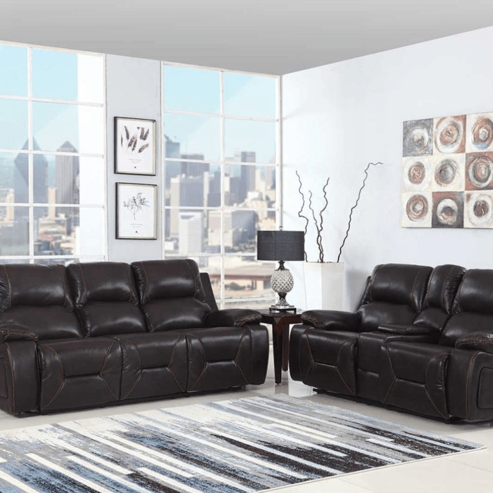 89 quotX 40 quot X 40 quotModern Brown Leather Sofa And Loveseat   Contemporary   Living Room Furniture Sets   by HomeRoots  Houzz