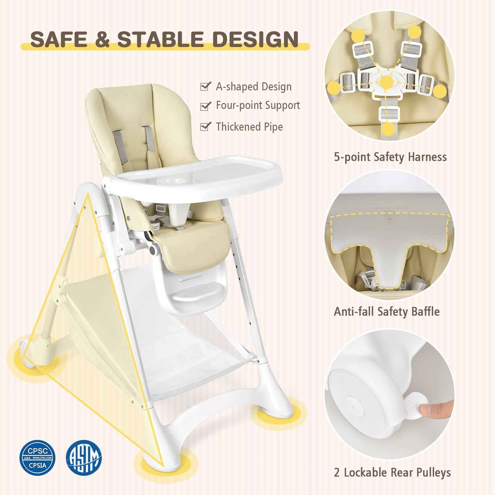 BABY JOY High Chair for Babies & Toddlers, Quick Folding Baby Highchair