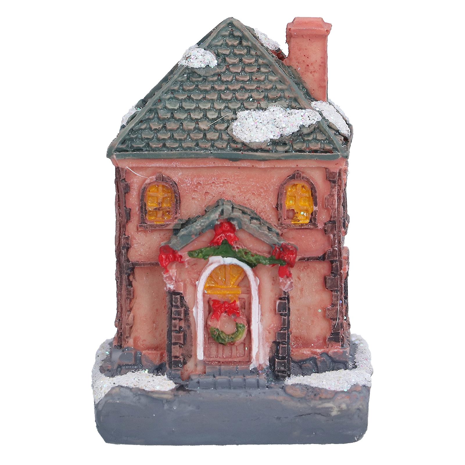 Resin Christmas Village House With Warm Led Light For Holiday Children Gifts Decoration Crafts