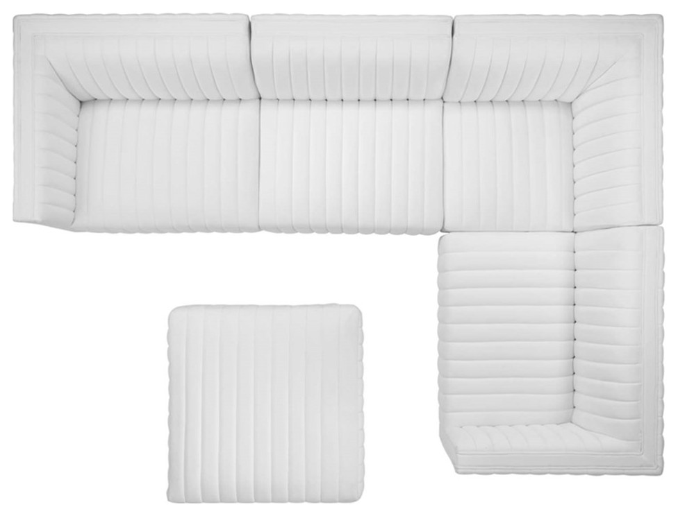 Modway Conjure 5 Piece Velvet and Stainless Steel Sectional Sofa   Gold/White   Contemporary   Sectional Sofas   by Homesquare  Houzz
