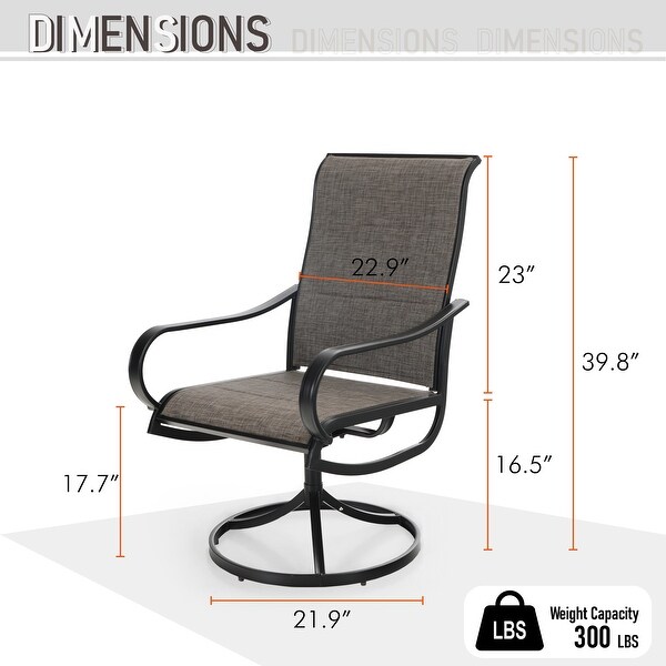 MAISON ARTS 7/9 Patio Dining Set，6/8 Sling Patio Swivel Dining Chairs and 1 Expandable Metal Dining Table