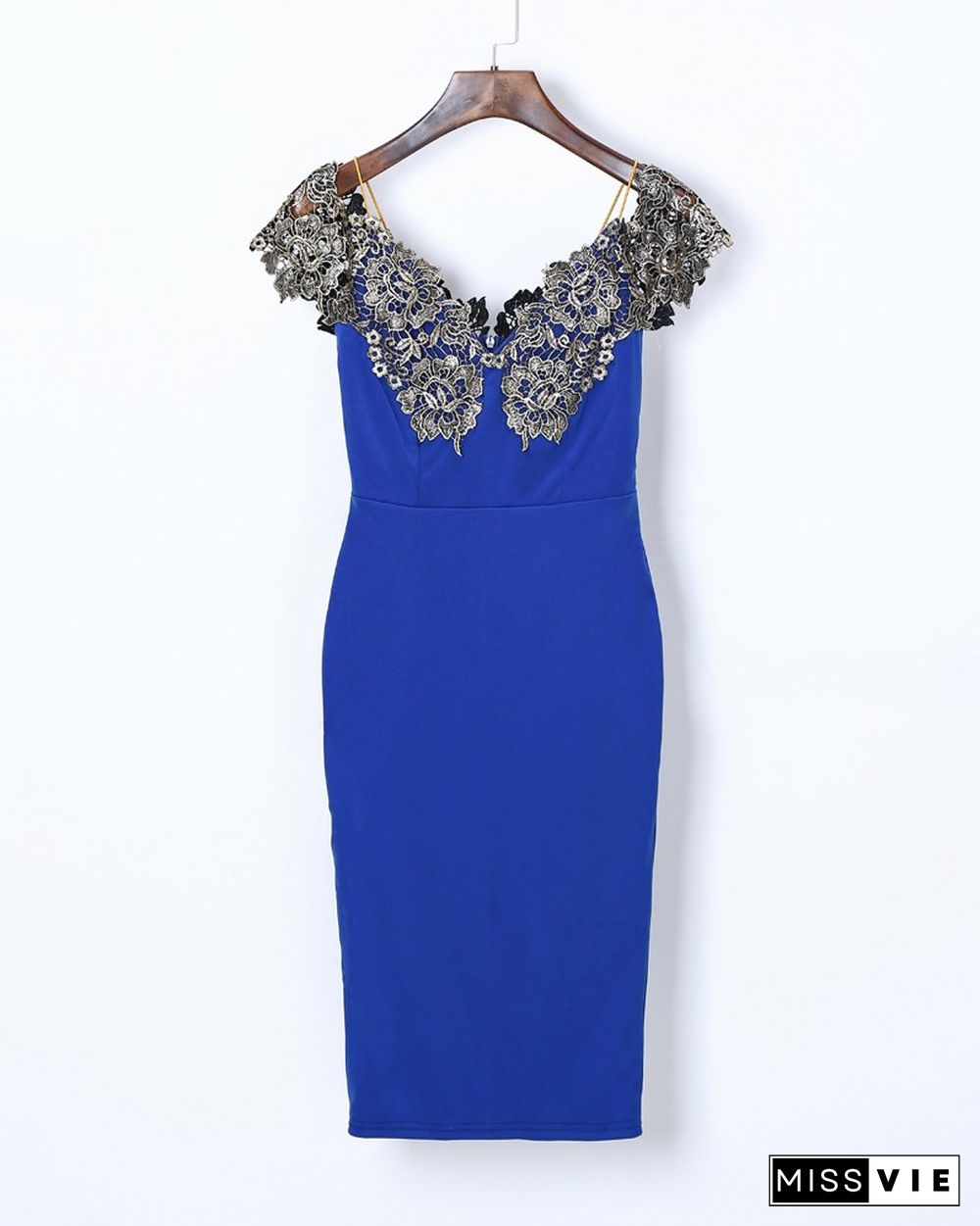 Contrast Lace Insert Bodycon Dress