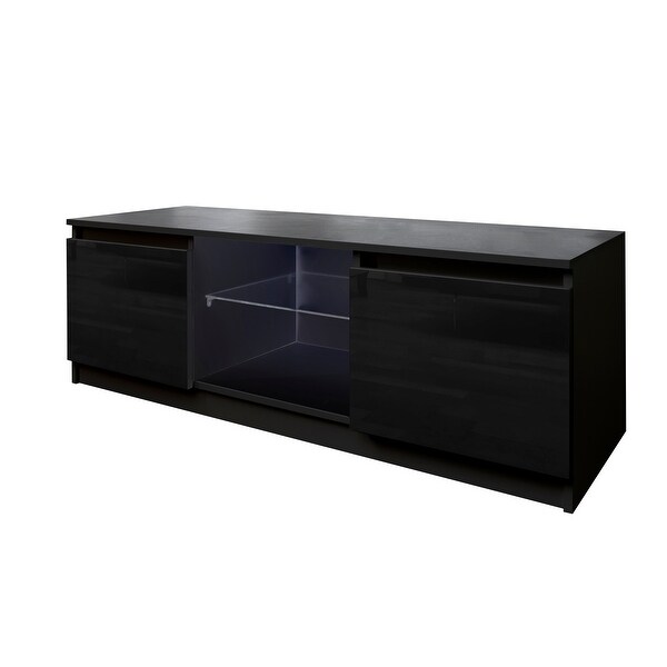 TV Stand with Lights， Modern LED TV Cabinet with Storage Drawers