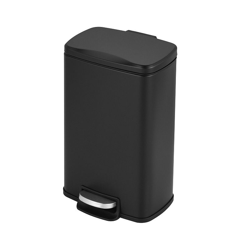 1.3 Gal./5 Liter Rectangular Matt Black Step-on Trash Can for Bathroom and Office