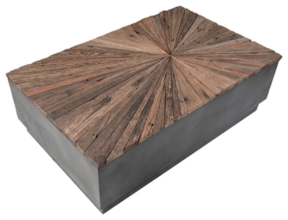 Salvaged Sunburst Wood  ampMetal Coffee Table   Industrial   Coffee Tables   by Design Mix Furniture  Houzz