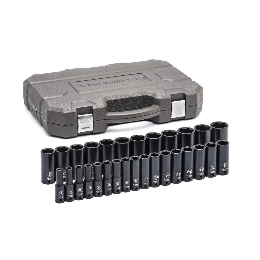 29pc. 1/2In. Drive 6 Point Deep Impact Socket Set ;