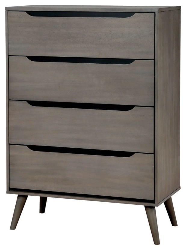 Benzara BM137509 Mid Century Wooden Chest  Gray   Midcentury   Accent Chests And Cabinets   by VirVentures  Houzz