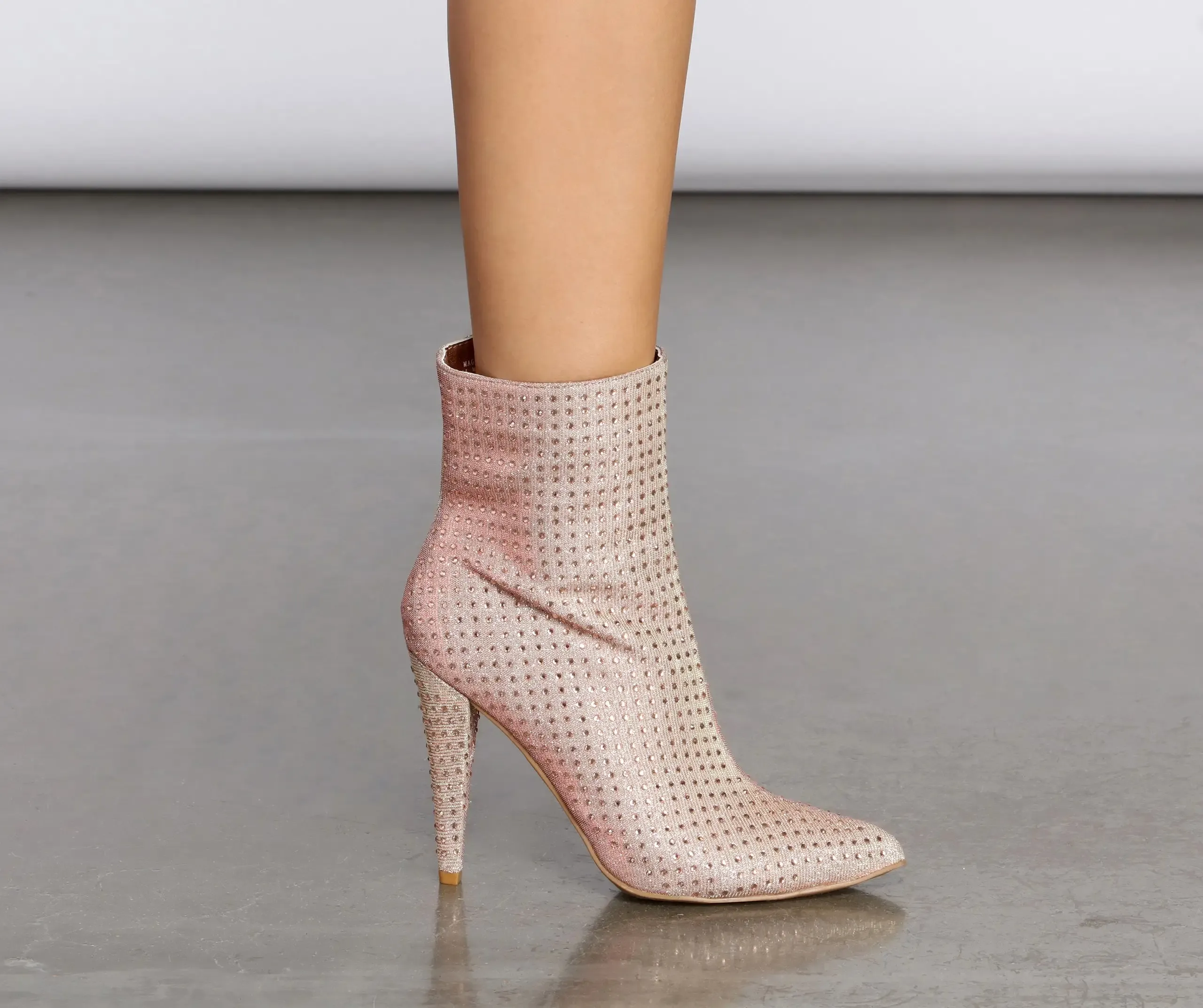 Glitter Mesh Rhinestone Stiletto Booties