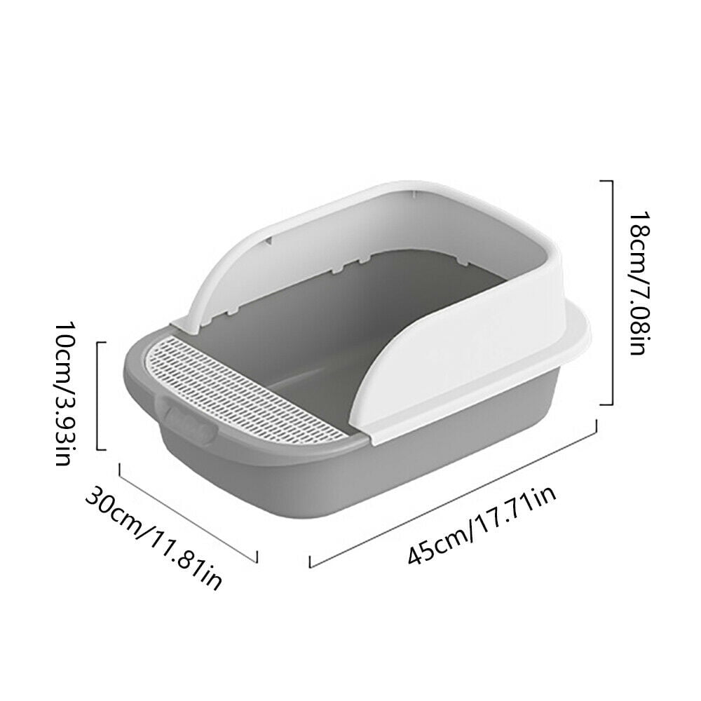 Semi-Enclosed Cat Toilet Kitty Litter Box Cleaning Tool Anti Splashing Hollow Out Pedal Leak Holes Evenly Distributed High Quality Plastic Gray