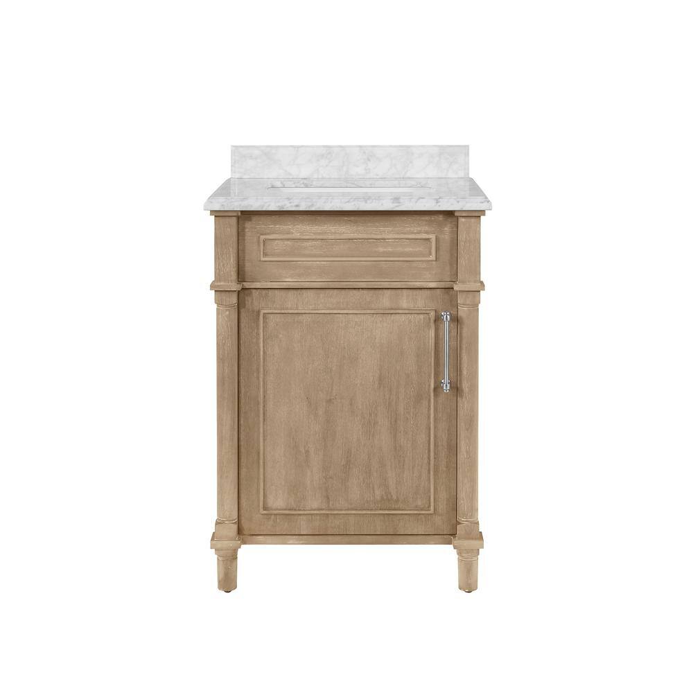 Home Decorators Collection Aberdeen 24 in. W x 20 in. D x 34.5 in. H Bath Vanity in Antique Oak with White Carrara Marble Vanity Top Aberdeen 24AO