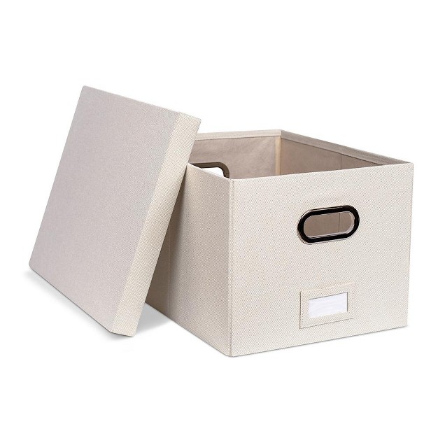 Birdrock Home 1 pack Collapsible File Storage Organizer With Lid Cream