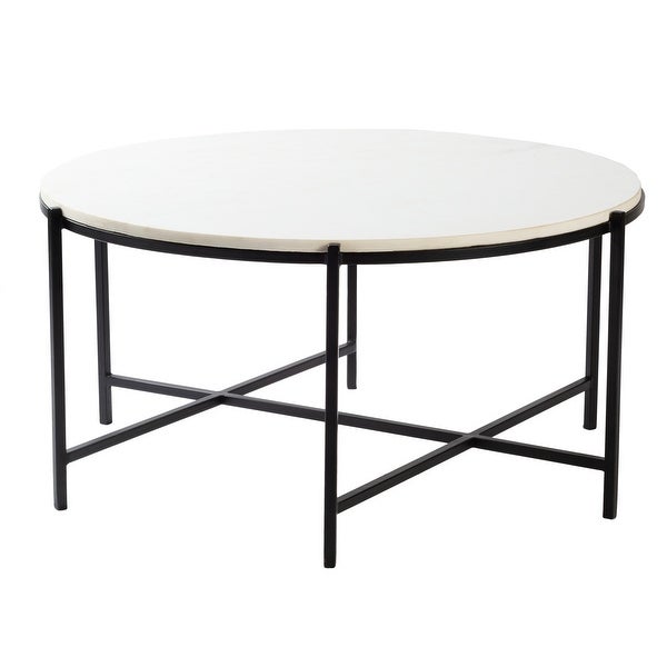 Tresana Marble and Matte Metal Modern Hand Crafted Center Table