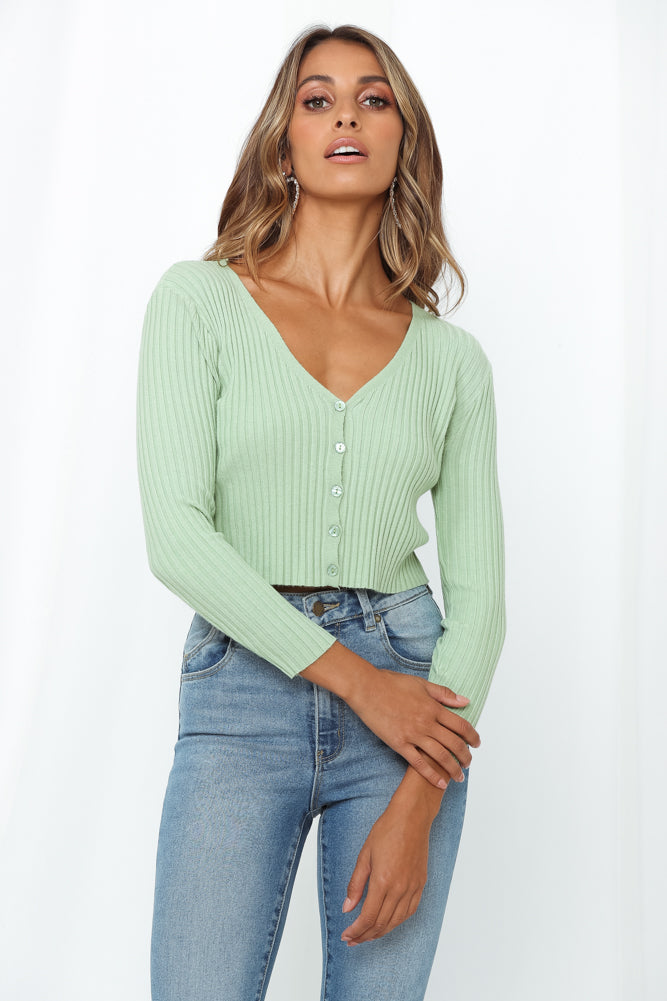 Heartbreak Motel Knit Crop Green