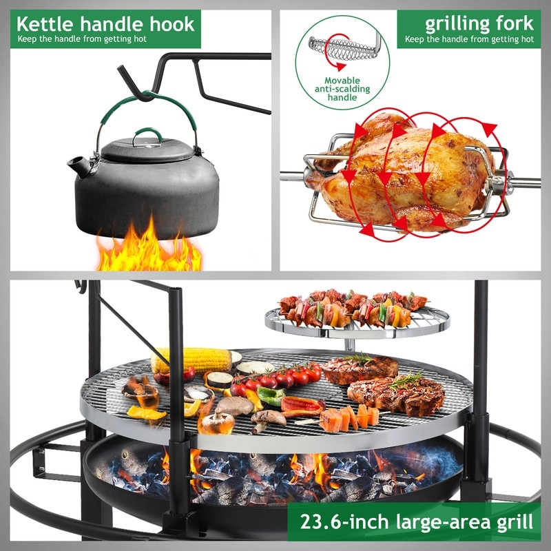 33.5'' W Portable Charcoal Grill