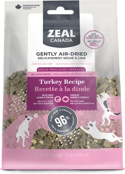 Zeal Canada Gently Turkey Recipe and Freeze-Dried Salmon and Pumpkin Grain-Free Air-Dried Dog Food