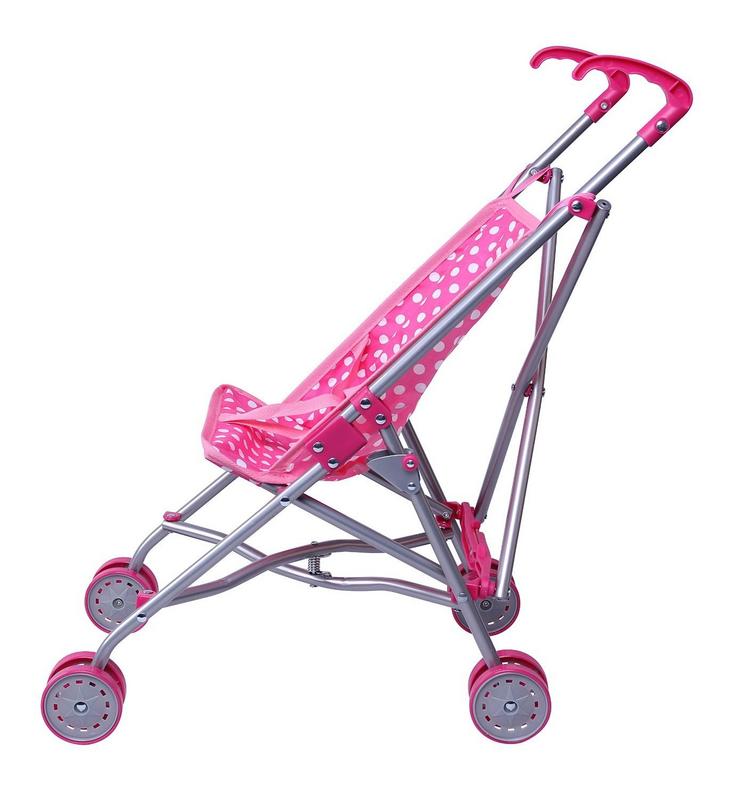 Precious Toys Pink and White Polka Dots Umbrella Baby Doll Stroller