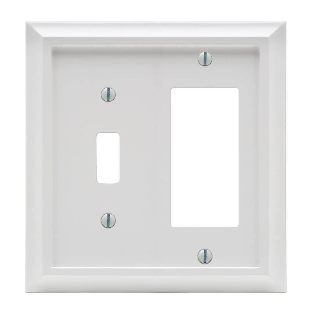 AMERELLE Deerfield 2 Gang 1-Toggle and 1-Rocker Composite Wall Plate - White 2040TRW