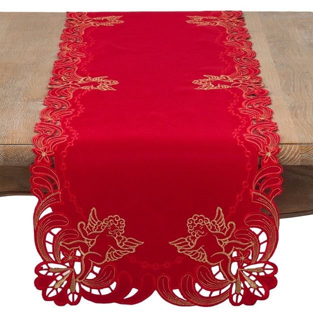 Saro Lifestyle Table Runner With Embroidered Cupid Design