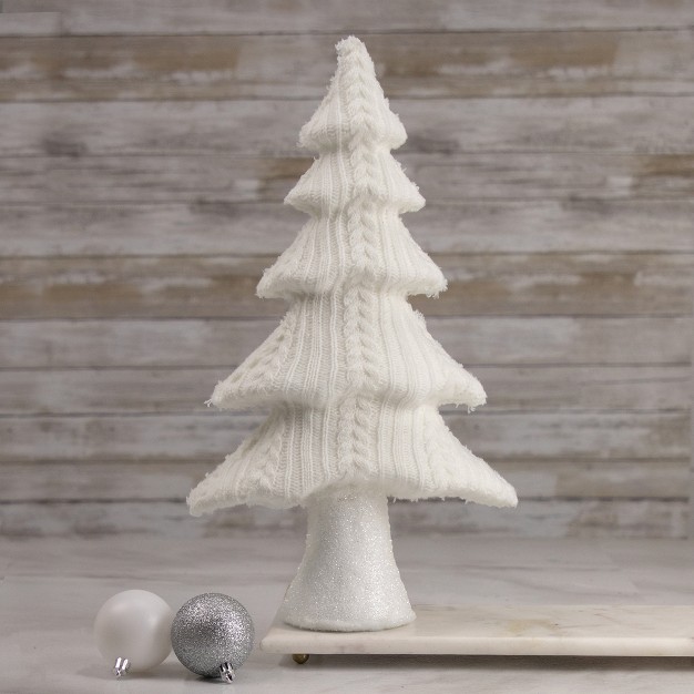 Cream Cable Knit Christmas Tree Tabletop Decoration